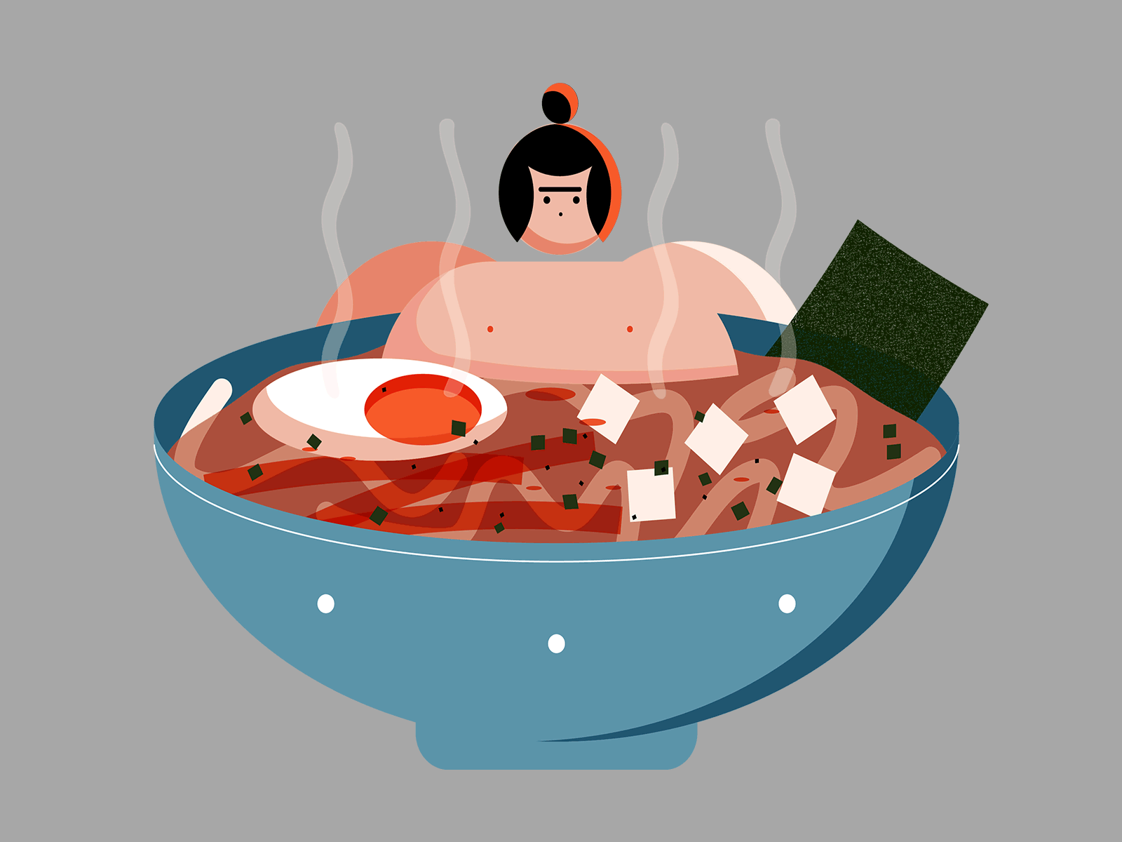 Sumo Ramen gif 2danimation after effects design editorial editorial illustration food foodie illustration illustrator japan minimal ramen sumo vector