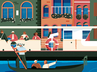 Skip the Gondola - a Guide to Venice by Vaporetto design editorial editorial illustration illustration illustrator italy minimal vector venice