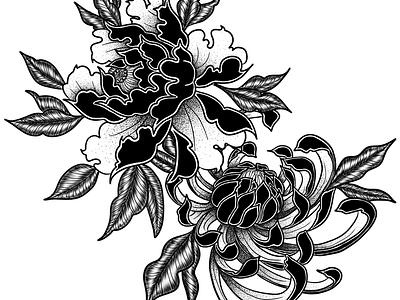 Flowers blackwork design flowchart flower illustration illustration