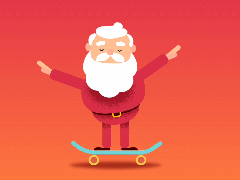 Never too old~ colorful red balance skateboard santa claus santa christmas adobe after effects design character design motion graph motion graphics motion art illustrator illustration cartoon animation after effects adobe illustrator 2d animation