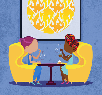 Illustration for "listening to tinder horror stories like.. " adobe illustrator artwork artworks character character design characters chat coffee coffee shop concept creative digital art friends girls illustration illustrator texture tinder women womens