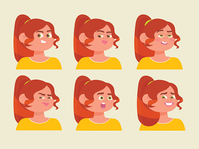 Expression Sheet adobe illustrator art cartoon character character design colorful creative expressions illustration illustrator vector women women in illustration