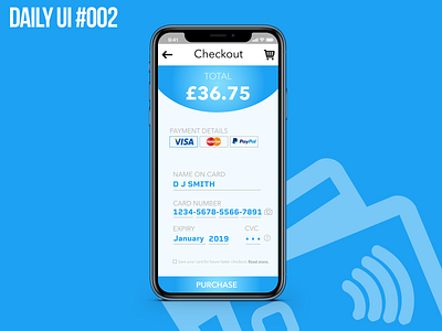 Daily UI #002 - Credit Card Checkout blue checkout credit card daily ui 002 design mobile payment sign up ui uidesign ux uxdesign web