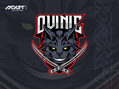 Ovinic Mascot Logo black branding cartoon cat design esport logo esports esports logo game gamer gamers graphic design illustration logo mascot stream streamer streaming twitch youtube