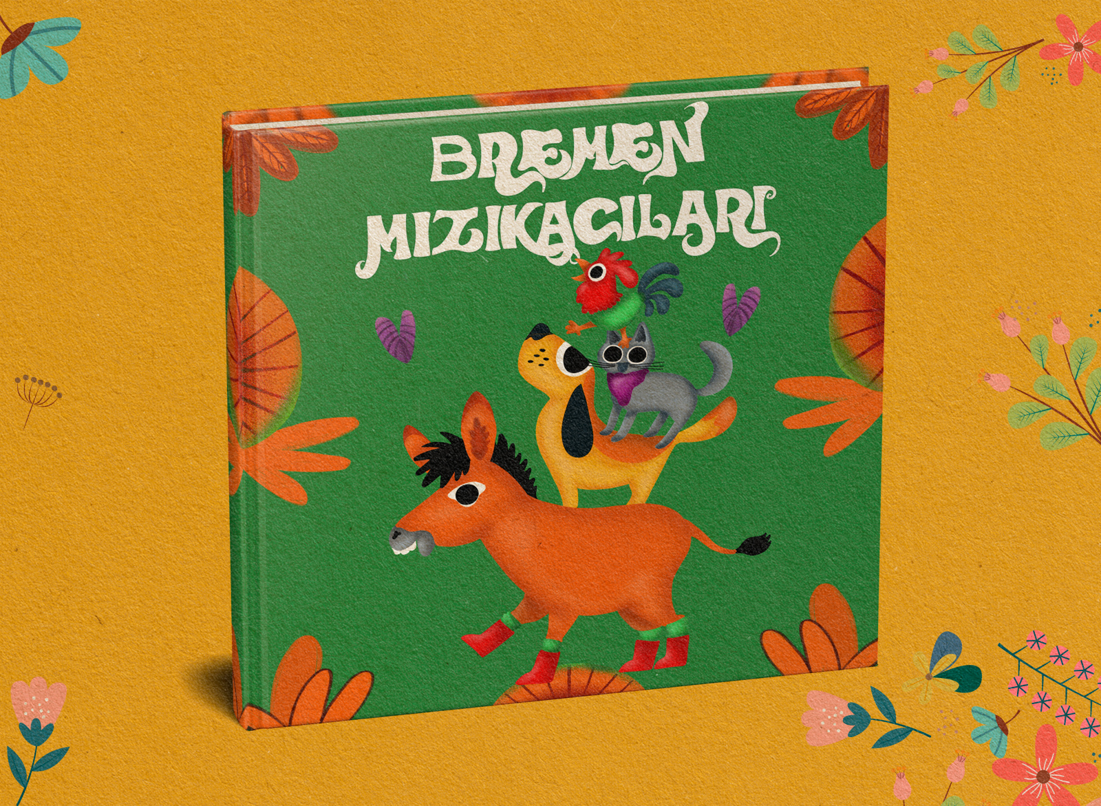 Childrens Book Cover Illustration - Bremen Mızıkacıları by Ahu Kübra ...