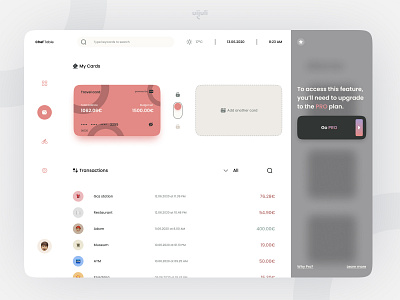 Chef Table | Wallet page card dashboard transactions wallet webdesign