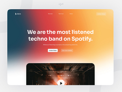 Strm techno band's website gradient landing music webdesign