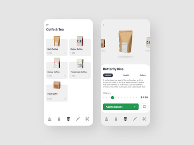 Coffe Shop App app flat minimal minimalism minimalistic ui uikit uiux ux