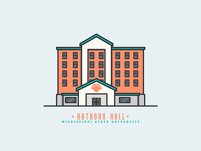 Hathorn Hall building dorm illustration mississippi state