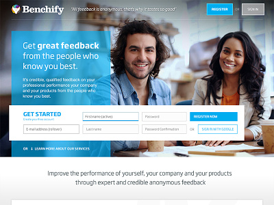 Benchify blue clean form friendly icons product page simple uk web web design webdesign website