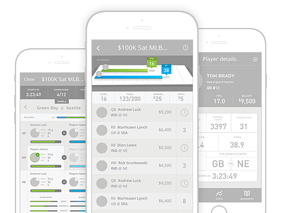 Fantasy Sports App app clean data design ios iphone minimal mobile mockup prototype ux wireframes