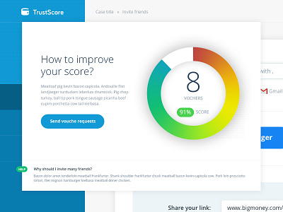 Dashboard for TrustScore blue chart clean dashboard design mobile mobile design mvp startup webdesign white