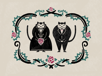 Cat wedding 👰🤵 animal cat design graphic illustration procreate