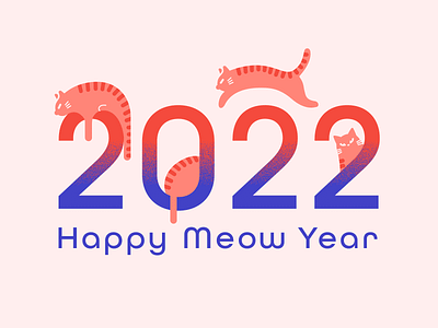 Happy Meow Year 2022 animal cat design graphic illustration typography
