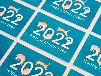 Happy Meow Year 2022 postcard cat design graphic graphic design illustration postcard typography