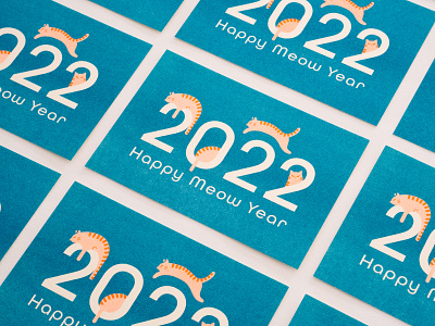 Happy Meow Year 2022 postcard