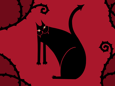 Black cat animal cat design illustration procreate