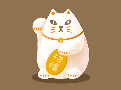 Maneki-neko animal cat design illustration procreate