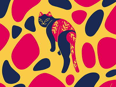 A cat is on stone pavement animal cat design graphic illustration procreate