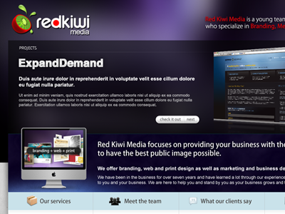 Red Kiwi Media single pager webdesign website