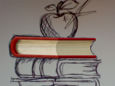 Sketched and layered apple book branding icon illustration photoshop wip