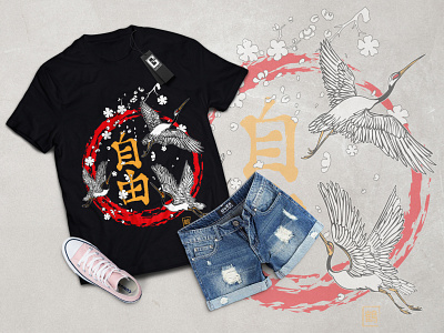 T shirt Graphic Design/Flamingo design illustration japan t shirt t shirt art t shirt design vector