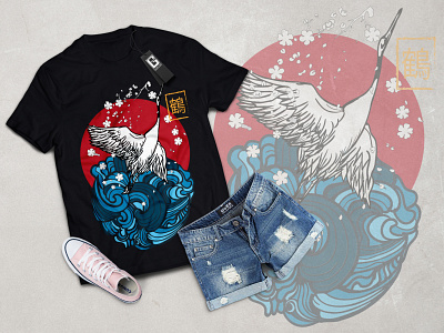 T shirt Graphic Design/Flamingo design illustration japan t shirt t shirt art t shirt design vector