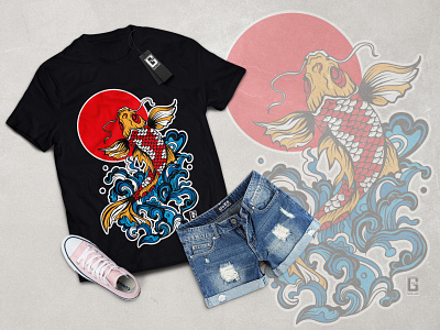 T shirt Graphic Design/Koi fish Japan Style