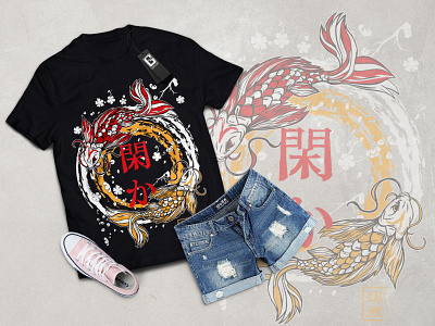 Japan Koi Fish Graphic Print T-shirt Women 2020 New Summer Fashion