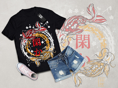 T shirt Gaphic Design/Koi Fish japan Style