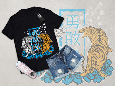 T shirt Graphic Design/Tiger Japan Style design illustration japan t shirt t shirt art t shirt design vector