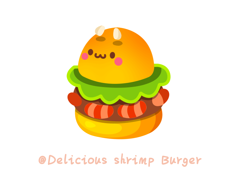 Delicious shrimp Burger animation bounce bread delicious design eating food gif hamburger icon lettuce prawn sesame smiles snack soft thanks