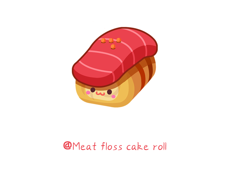 Meat floss cake roll animation bounce cake cute delicious design dried meat floss eating emoji emoji set flesh food gif hungry icon logo meat meat floss pulp ui
