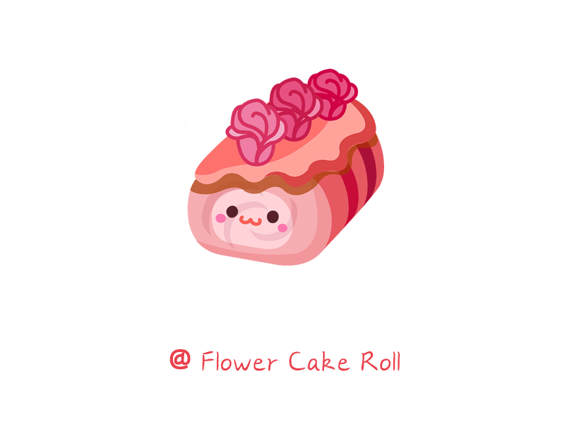 Flower Cake Roll animation cake cute delicious design eating emoji emoji set flower food gif hungry icon logo ui