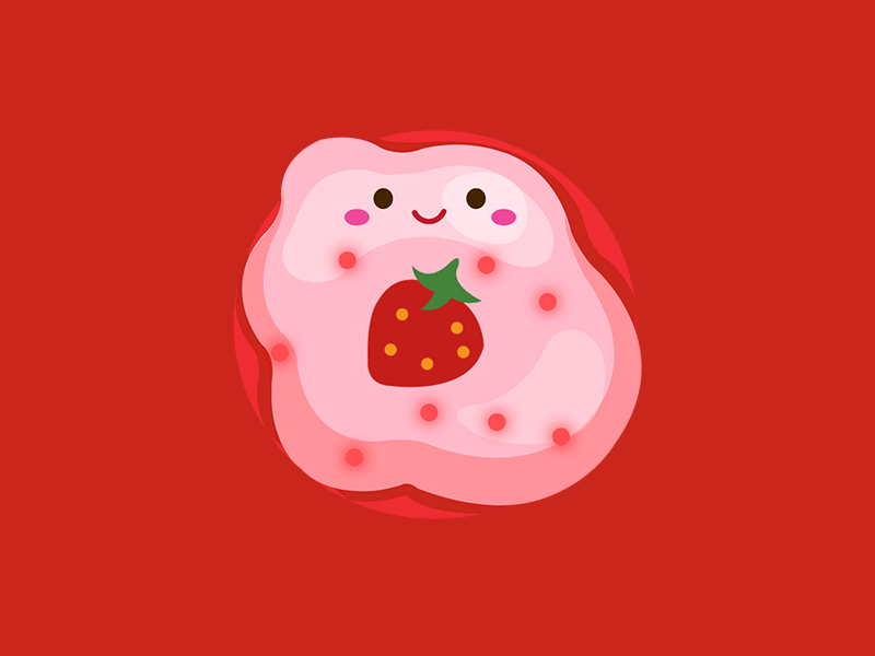 doughnut cute delicious design eating emoji food gif hungry simple animation smail strawberry ui
