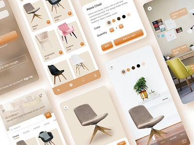 Online Furniture Store with AR app brown design flat furniture furniture app furniture store icon illustration illustrator minimal minimalist ui ux
