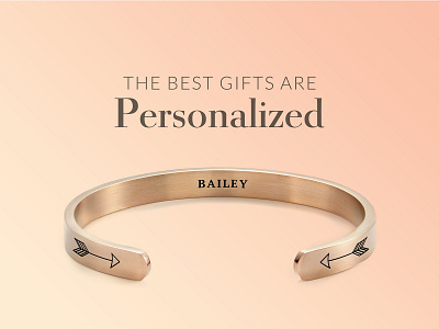 An email banner for personalized jewelry banner banner design bracelet bracelets e commerce ecommerce email gradient gradient color gradients mockup photoshop rose gold