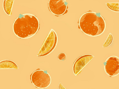Orange Ya Glad? (Orange) background citrus color color scheme cream drawing fruit green illustration orange pattern pattern brush peach procreate procreate brushes sketch sketchy tablet textiles texture