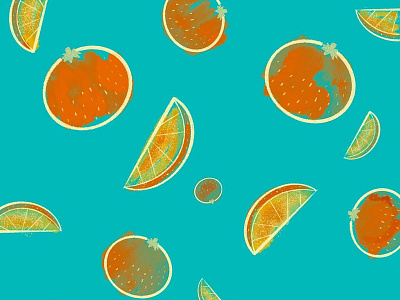 Orange Ya Glad? (Turquoise) backdrop background background art background pattern citrus color design drawing fruit green illustration orange sketch sketchy tablet textiles texture turquoise