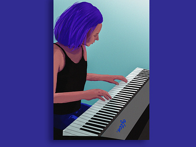 Dream goddess girl illustration photoshop piano