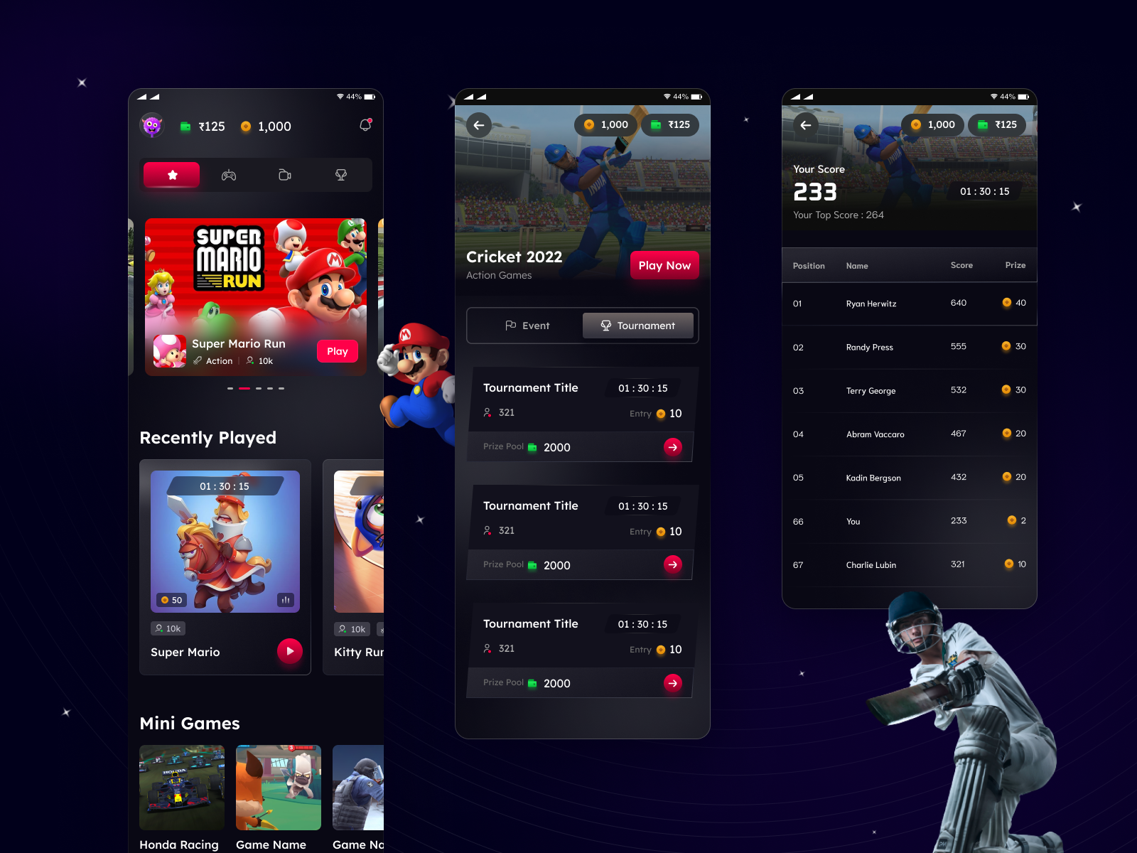 Game Center UI by Arunkumar L B on Dribbble