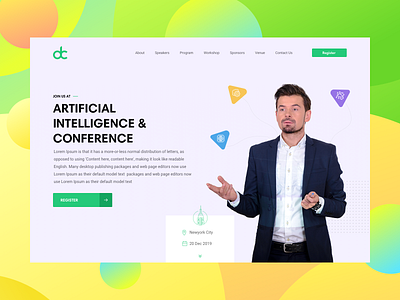 AI Conference Banner conference design conferences event india new york sketch uidesign uiux