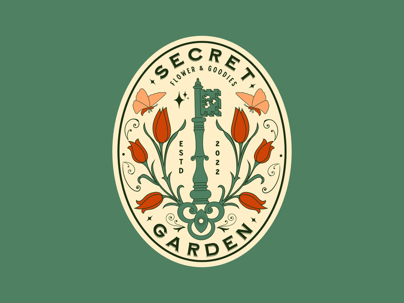 Secret Garden Logo apparel badge design branding design graphic design illustration logo logo design merch minimalist typography