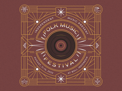 Folk Music Poster design festival folk graphic design line art music poster