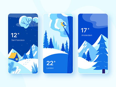 Weather Card Design adventure app app design card cold color design illustration mobile nature ui weather weather app weather forecast