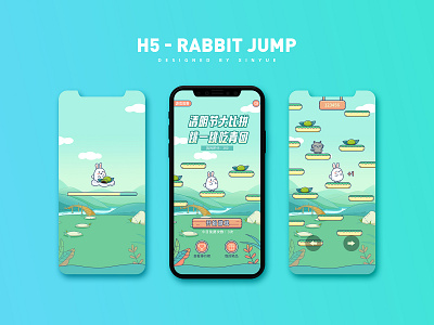 h5 design—rabbit jump design illustration vector
