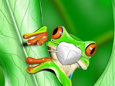 Little good morning from Confined Frog animal digital digital art digital illustration digital painting frog green illustration illustration digital nature procreate