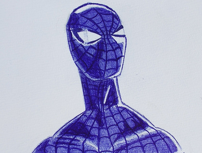 The blue Spiderman ballpoint pen blue comic art drawing illustration marvel marvelcomics pen sketch spiderman