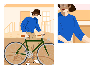 单车男孩 单车 帽子 房屋 男生 细节
