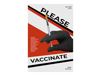 Poster for vaccination black constructivism covid gloves latvia needle photoshop red syringe typography vaccination vaccine white